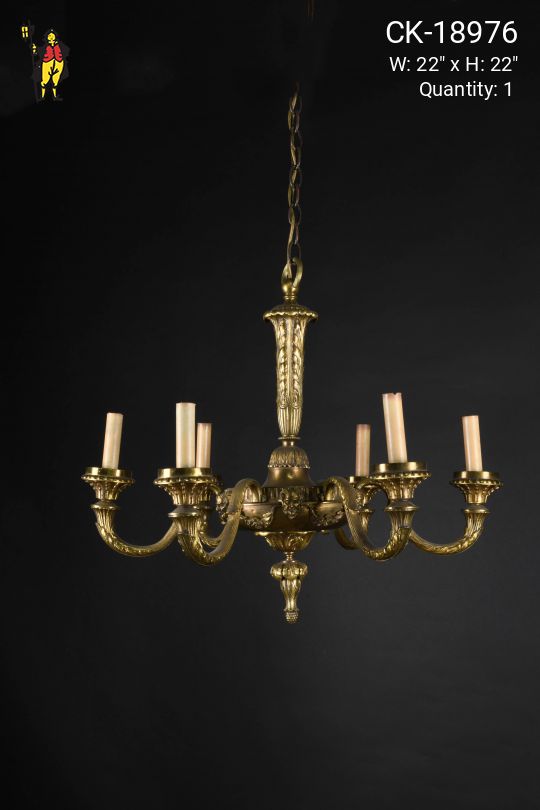 Six Light Brass Candle Chandelier w/Demonic Bust