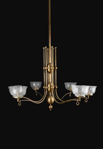 Faux-Oil/Gaslight Electrified Six Light Oversize Chandelier