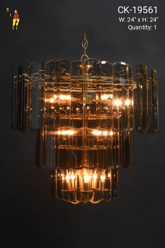 Rounded Hanging Smoke Glass Chandelier