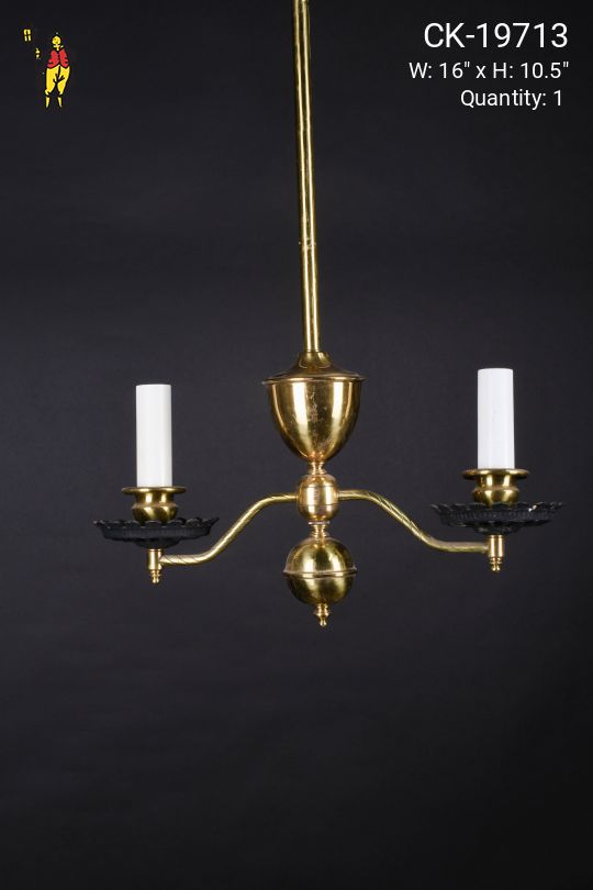 Brass & Black Two Candle Victorian Pendant Fixture