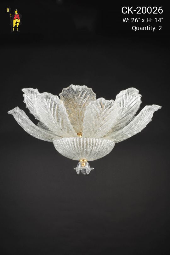 Molded Leaf Glass Flush Mount Fixture