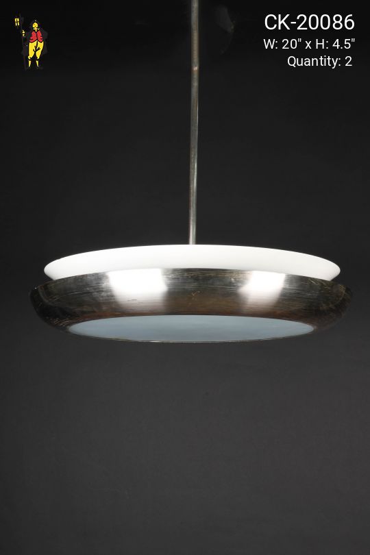Nickel Hanging Pendant w/Glass Diffuser (One Textured, One Smooth)