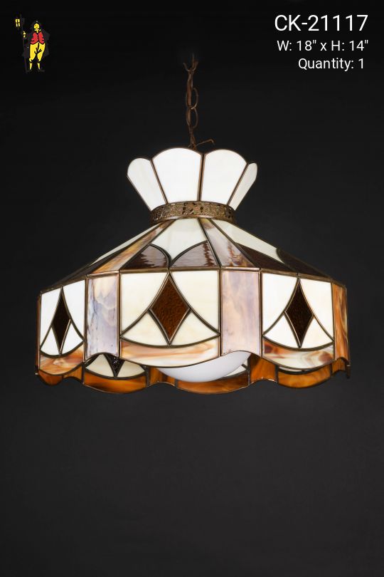 Brown, Beige, & White Art Glass Hanging Pendant