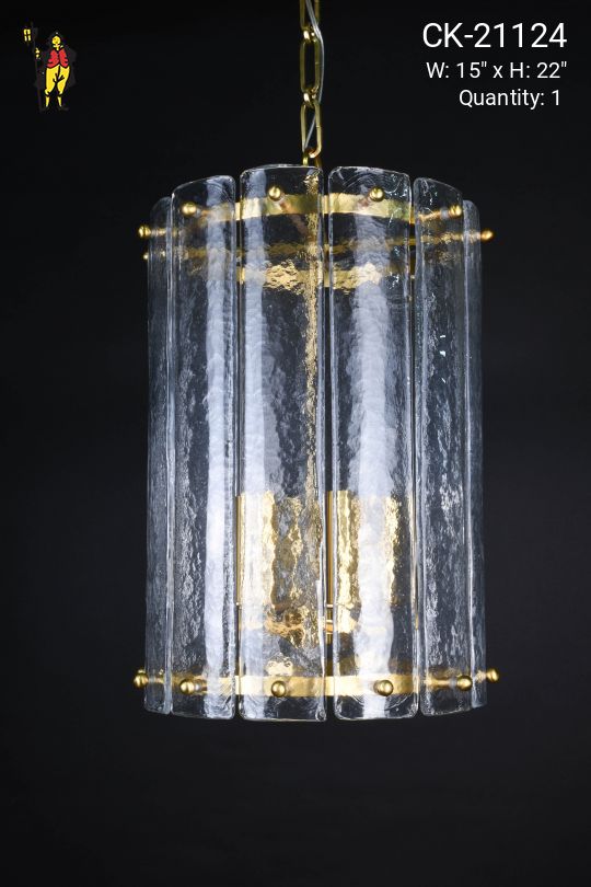 Brass & Frosted Glass Hanging Lantern (L)