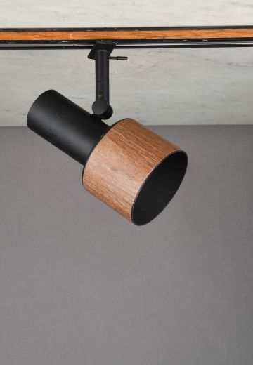 Black & Wood Grain 4.5" Track Light Head