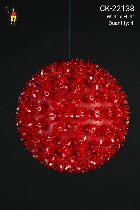 9" Red Hanging Holiday Globe