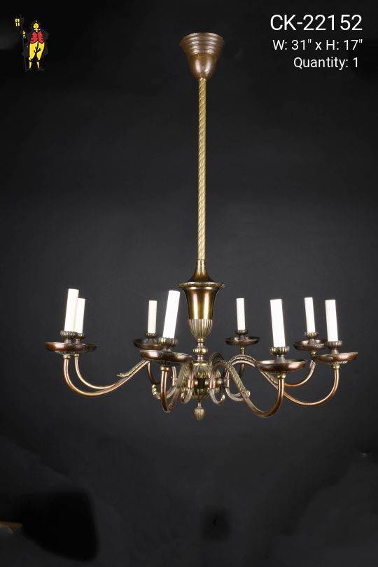 Antique Brass Traditional Eight Light Chandelier (On 18" Stem)