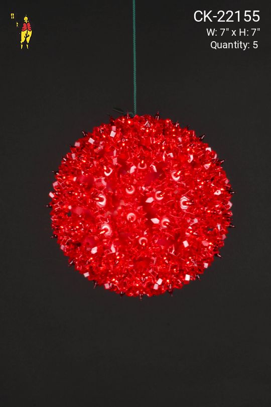 7" Red Hanging Holiday Globe