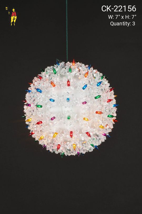 7" White Mulitcolor Light Holiday Globe