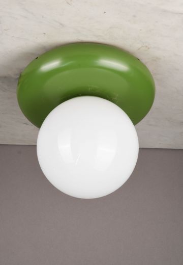 Green Mid Century Globe Shaded Flush Mount Fixture