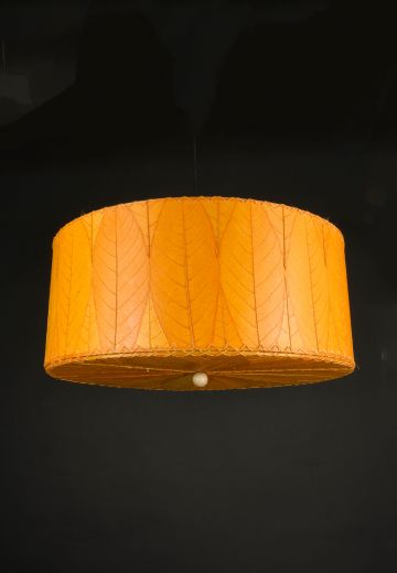 Orange Faux Leather Stiched Hanging Pendant