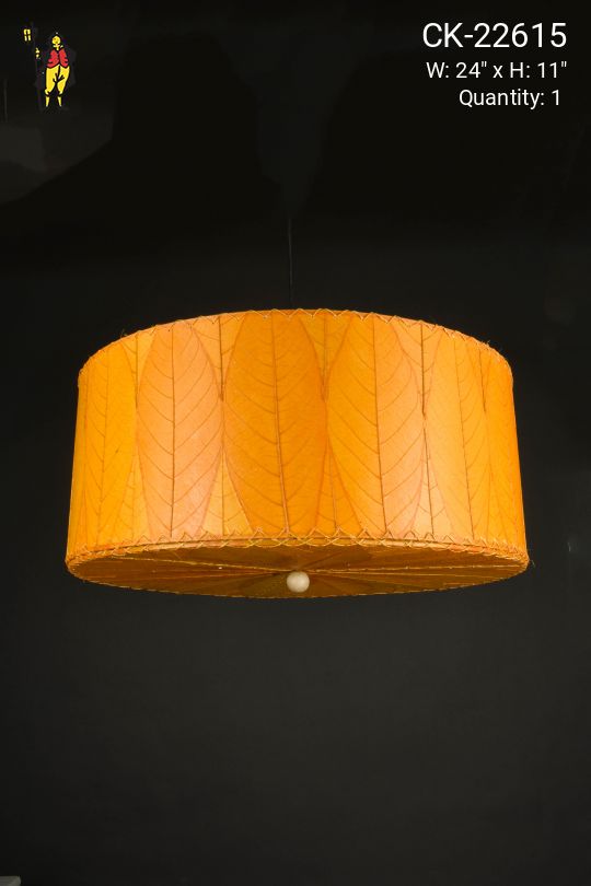 Orange Faux Leather Stiched Hanging Pendant