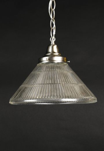 12" Halophane Glass Cone Shade Pendant