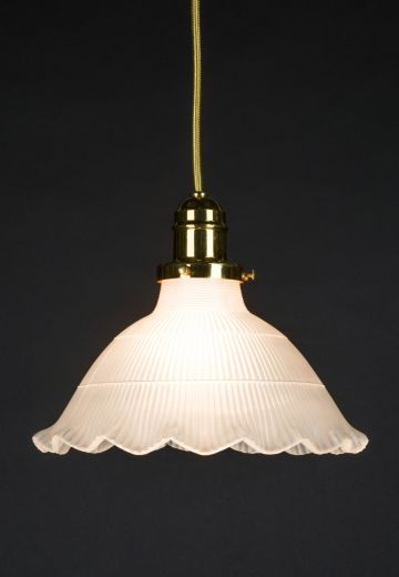 9" Halophane Glass Scallop Shade Pendant
