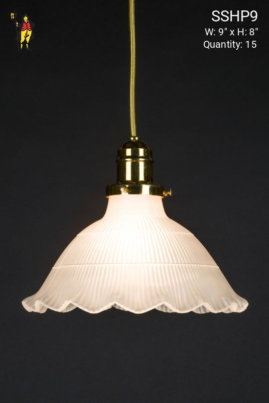 9" Halophane Glass Scallop Shade Pendant