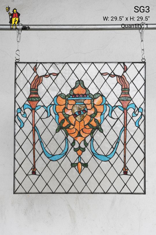 Orange & Teal Clear Stain Glass