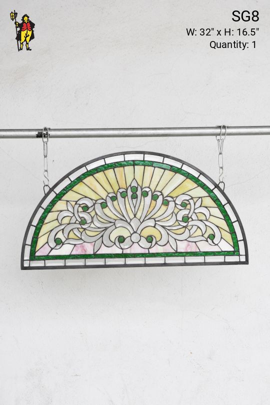 Green & Yellow Half Moon Stain Glass