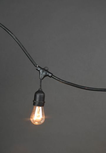 50' Black Strand Carnival Lights w/Clear Bulbs