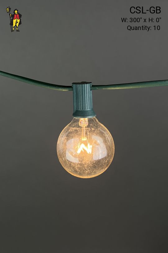 25' Green StrandString Light w/Clear Globe Bulbs