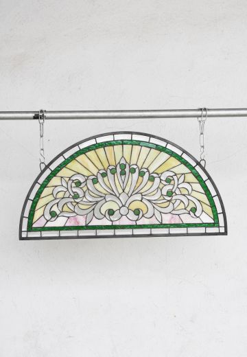 Green & Yellow Half Moon Stain Glass