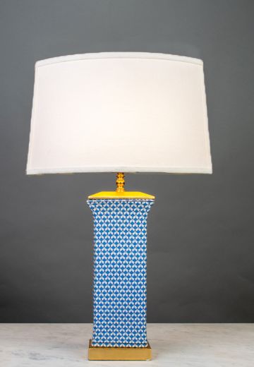 Painted Blue & White Ceramic Table Lamp