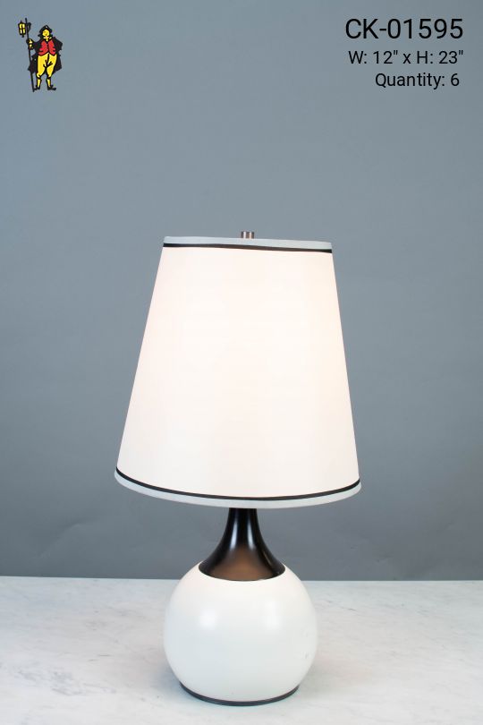 White & Black Metal Touch Activated Table Lamp