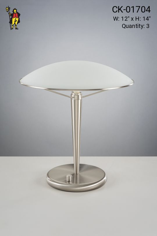 Brushed Nickel Table Lamp w/Milk Glass Shade