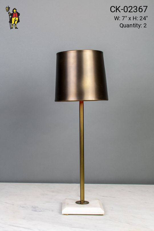 Brass Shaded Contemporary Table Lamp w/Marble Base