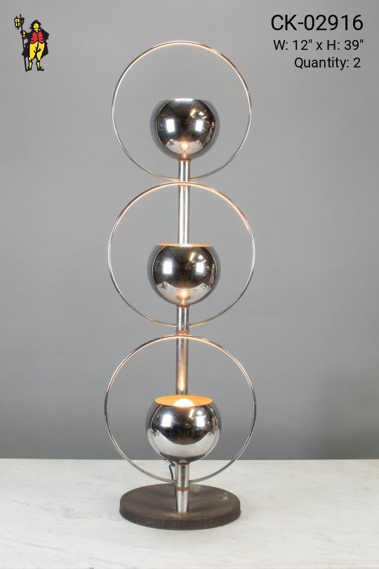 Tall Contemporary Three Light Chrome Table Lamp