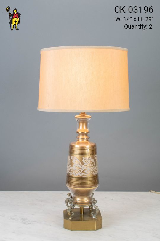 Brass & Glass Etched Table Lamp