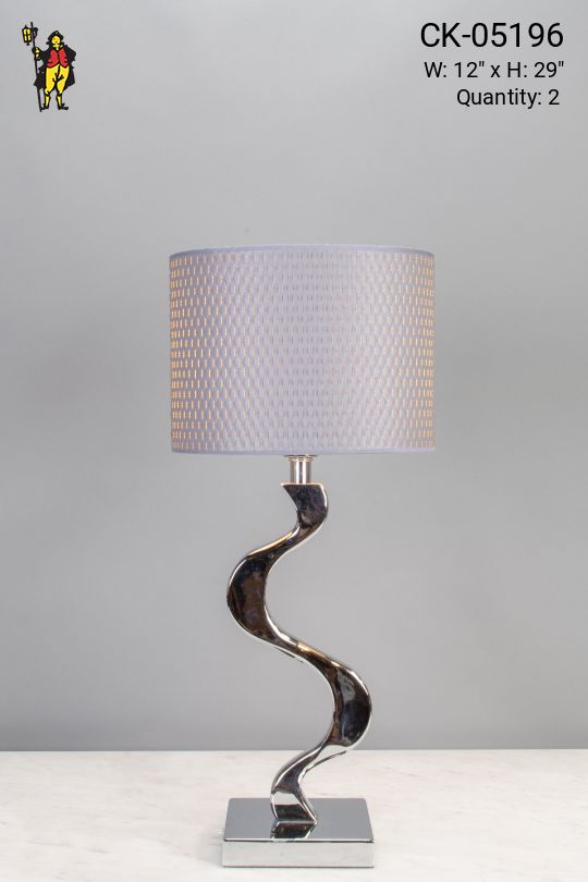 Contemporary Curved Silver Table Lamp