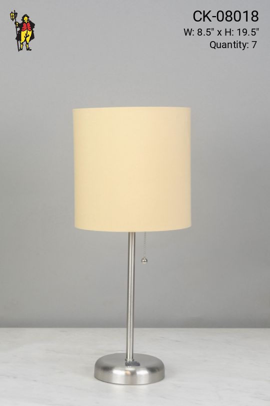 Silver Stick Lamp w/Beige Shade