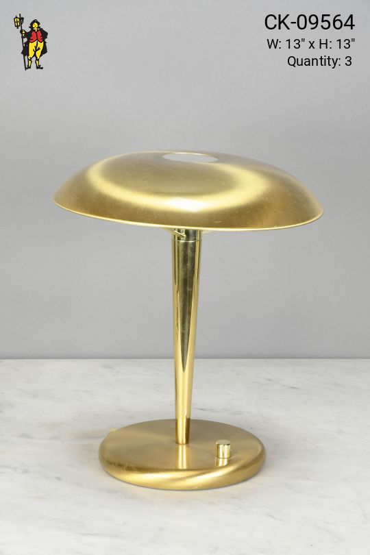 Brass Metal Shaded Mid Century Table Lamp
