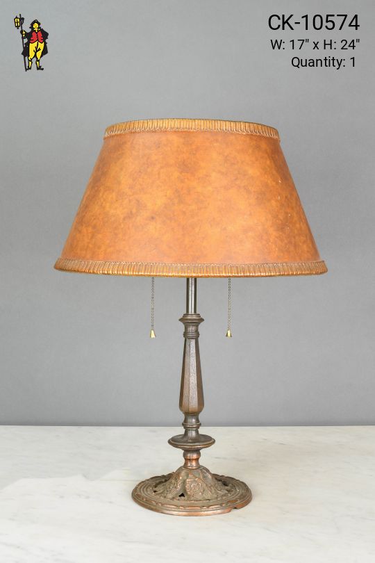Brass Table Lamp w/Woven Mica Shade