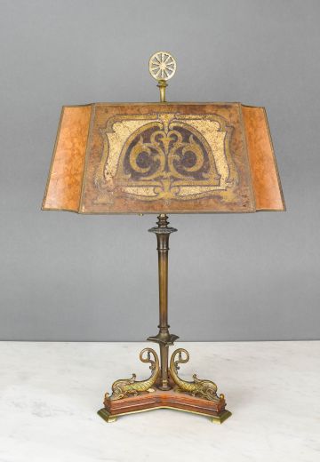 Mica Shaded Brass Koi Fish Table Lamp