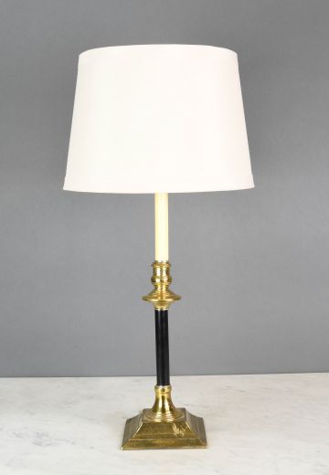 Single Candle Brass & Black Table Lamp