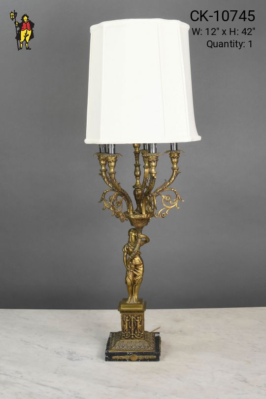 French Art Deco Brass Table Lamp