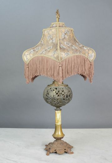 Electrified Brass Oil Table Lamp