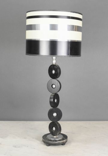 Modern Black Wooden Circle Table Lamp