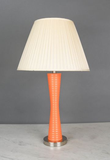 Orange Mid Century Wooden Table Lamp