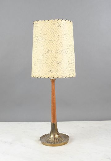 Brass & Wooden Seventies Table Lamp