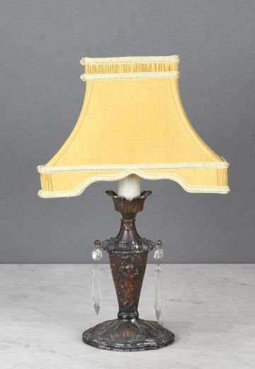 Small Bronze Table Lamp w/Crystal Drops