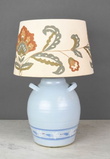 Painted Blue Ceramic Table Lamp