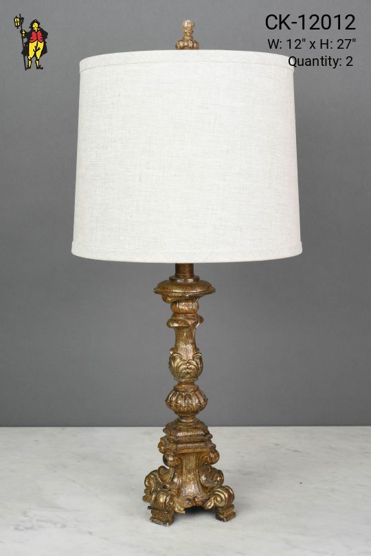 Footed Brass Table Lamp