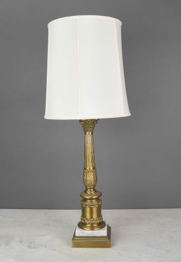 Brass & Marble Column Table Lamp