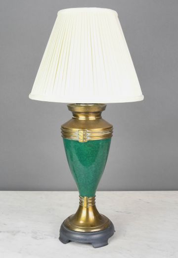 Green & Brass Footed Table Lamp