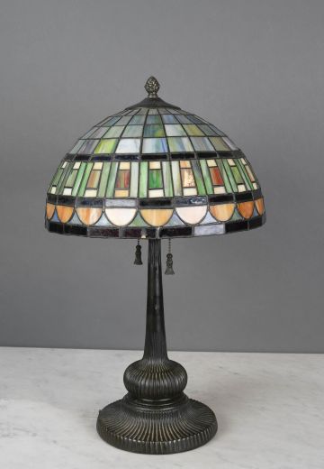Slag Glass Mission Style Table Lamp