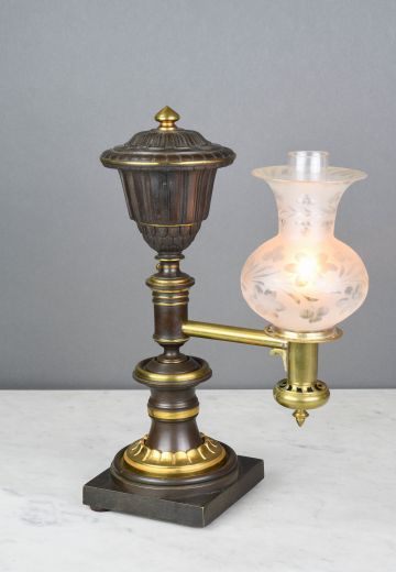 Brown & Brass Victorian Mantle Lamp