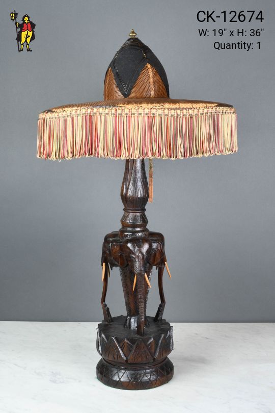 Wooden Elephant Table Lamp