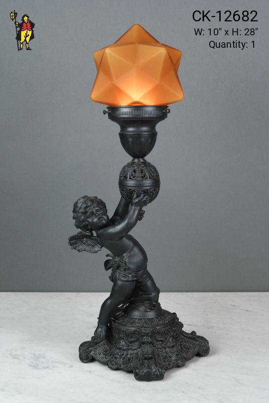 Bronze Figure Torch Style Table Lamp